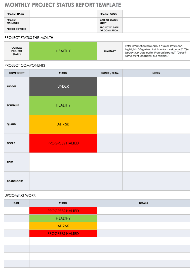 Free Project Report Templates | Smartsheet Regarding Weekly Progress Report Template Project Management