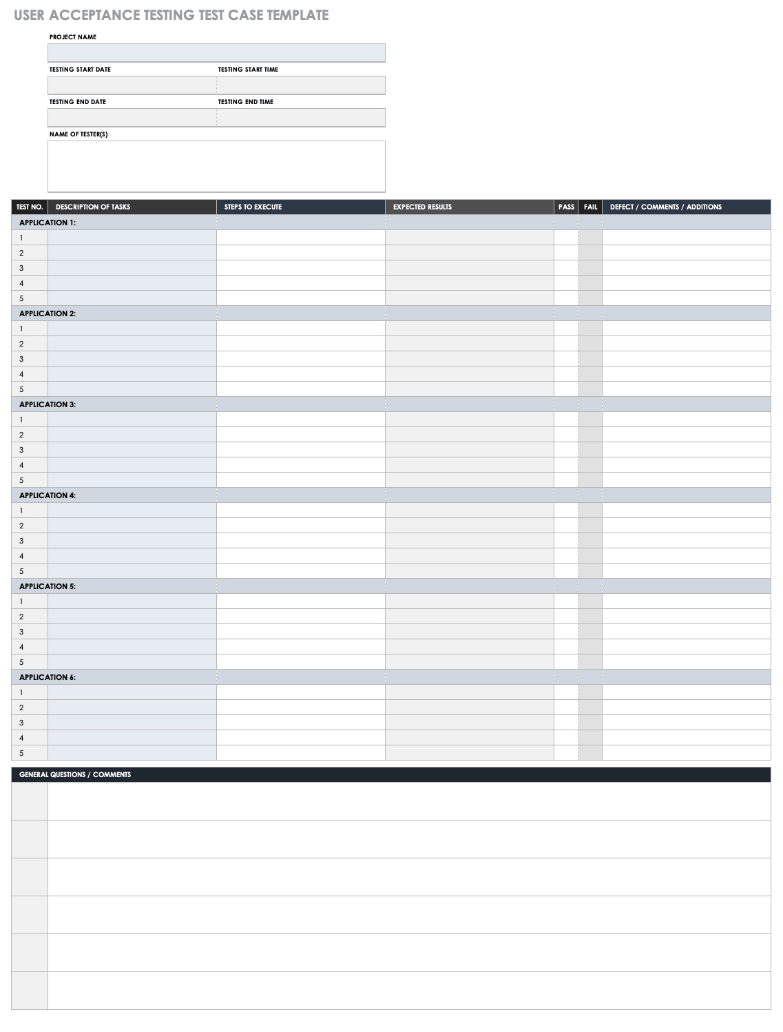 Free Test Case Templates | Smartsheet Throughout Acceptance Test Report Template