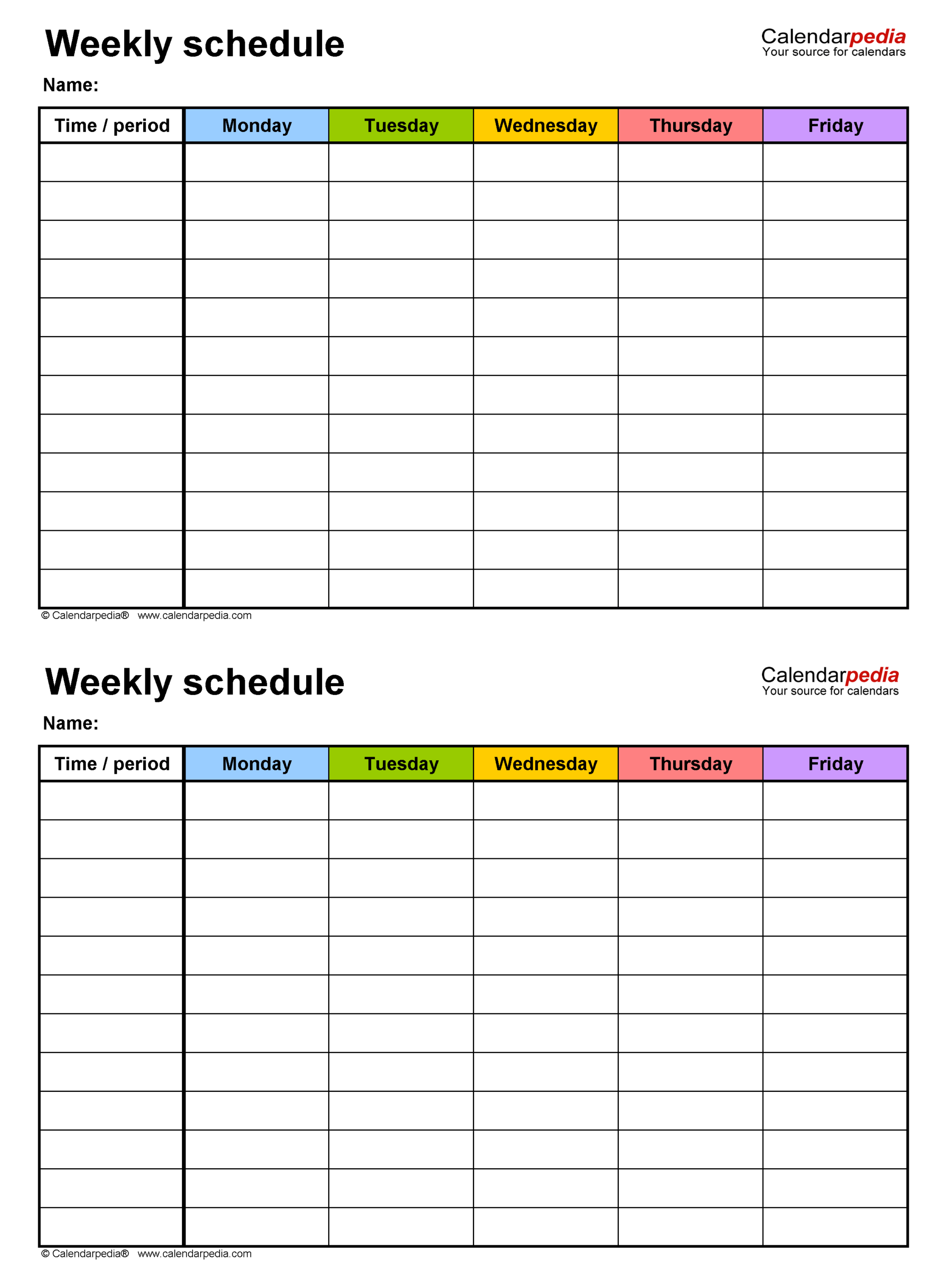 Free Weekly Schedule Templates For Word – 18 Templates Intended For Blank Monthly Work Schedule Template