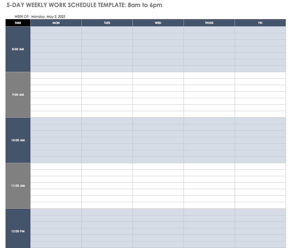 Free Work Schedule Templates For Word And Excel |Smartsheet Regarding Blank Monthly Work Schedule Template