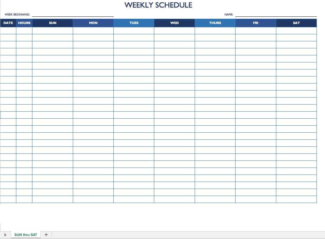Free Work Schedule Templates For Word And Excel |Smartsheet With Regard To Blank Monthly Work Schedule Template