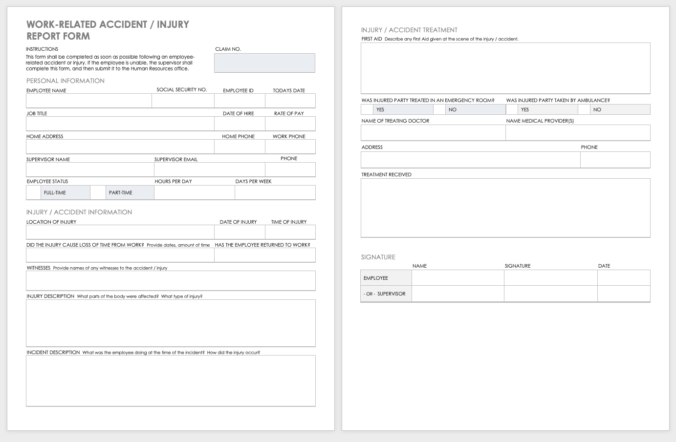 Free Workplace Accident Report Templates | Smartsheet In Insurance Incident Report Template