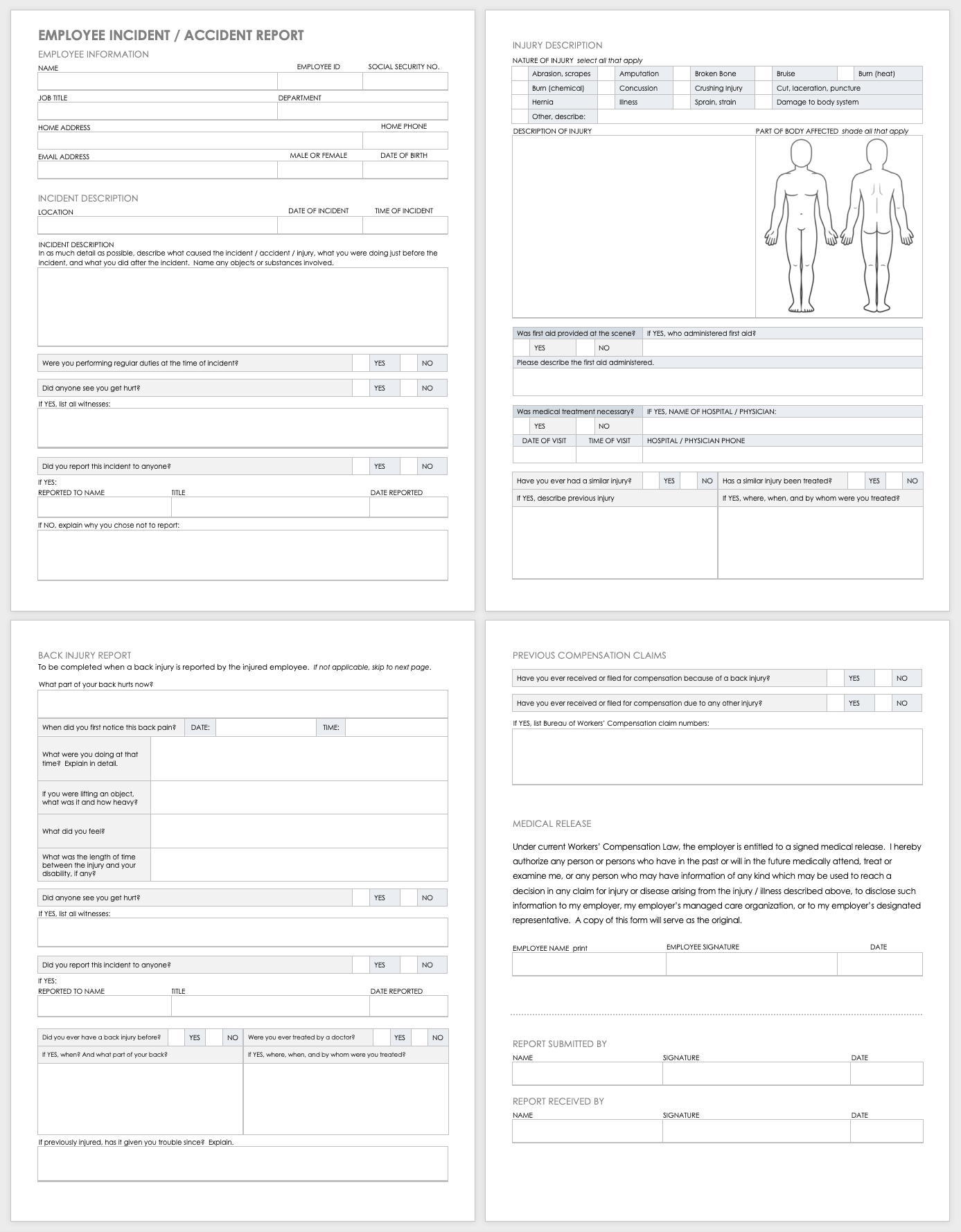 Free Workplace Accident Report Templates | Smartsheet Intended For Injury Report Form Template