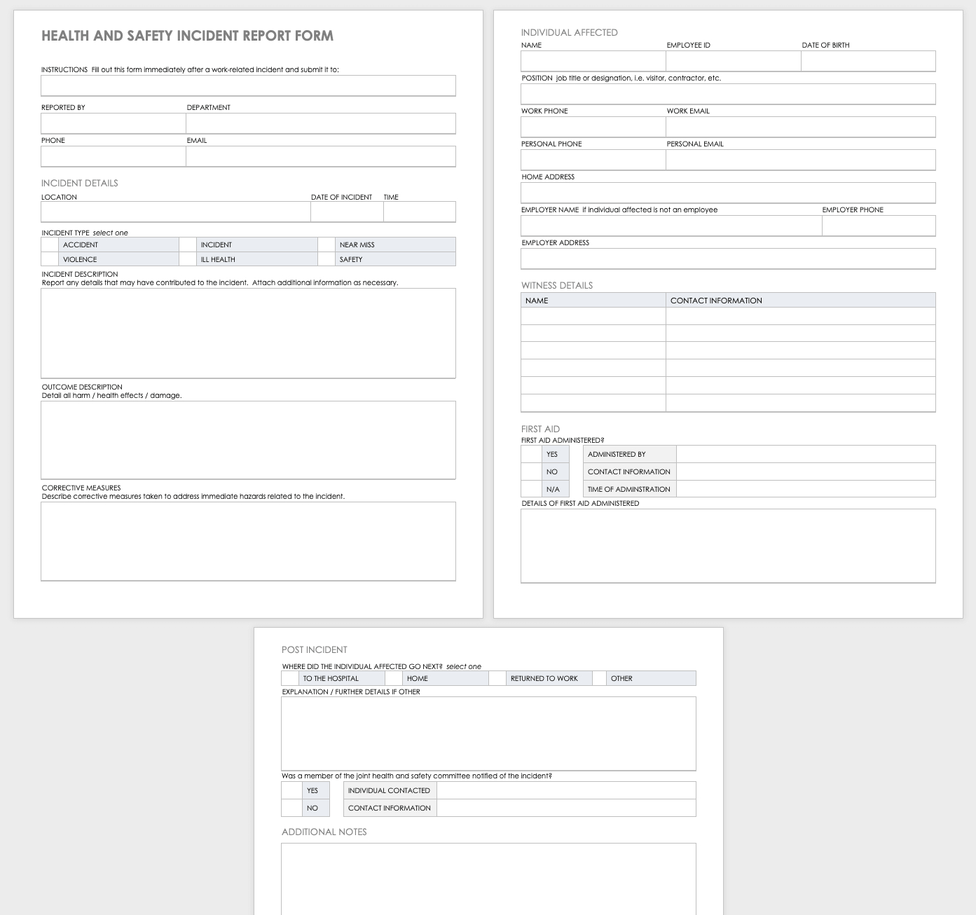 Free Workplace Accident Report Templates | Smartsheet With Regard To Incident Hazard Report Form Template