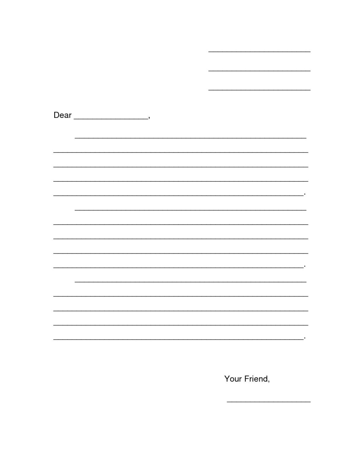 Blank Letter Writing Template For Kids - Best Professional Templates