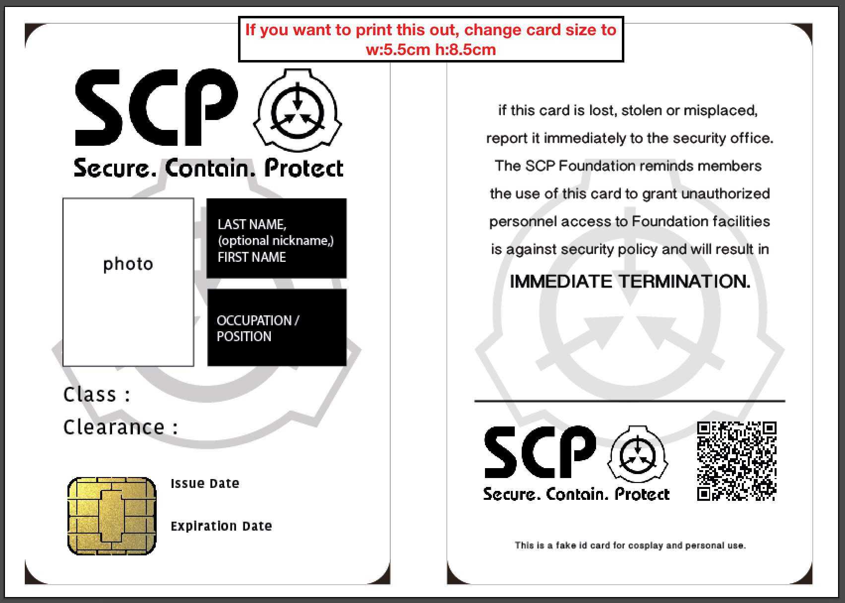 Ftu. Scp Id Card Template | Scp Foundation Amino For Id Badge Template Word