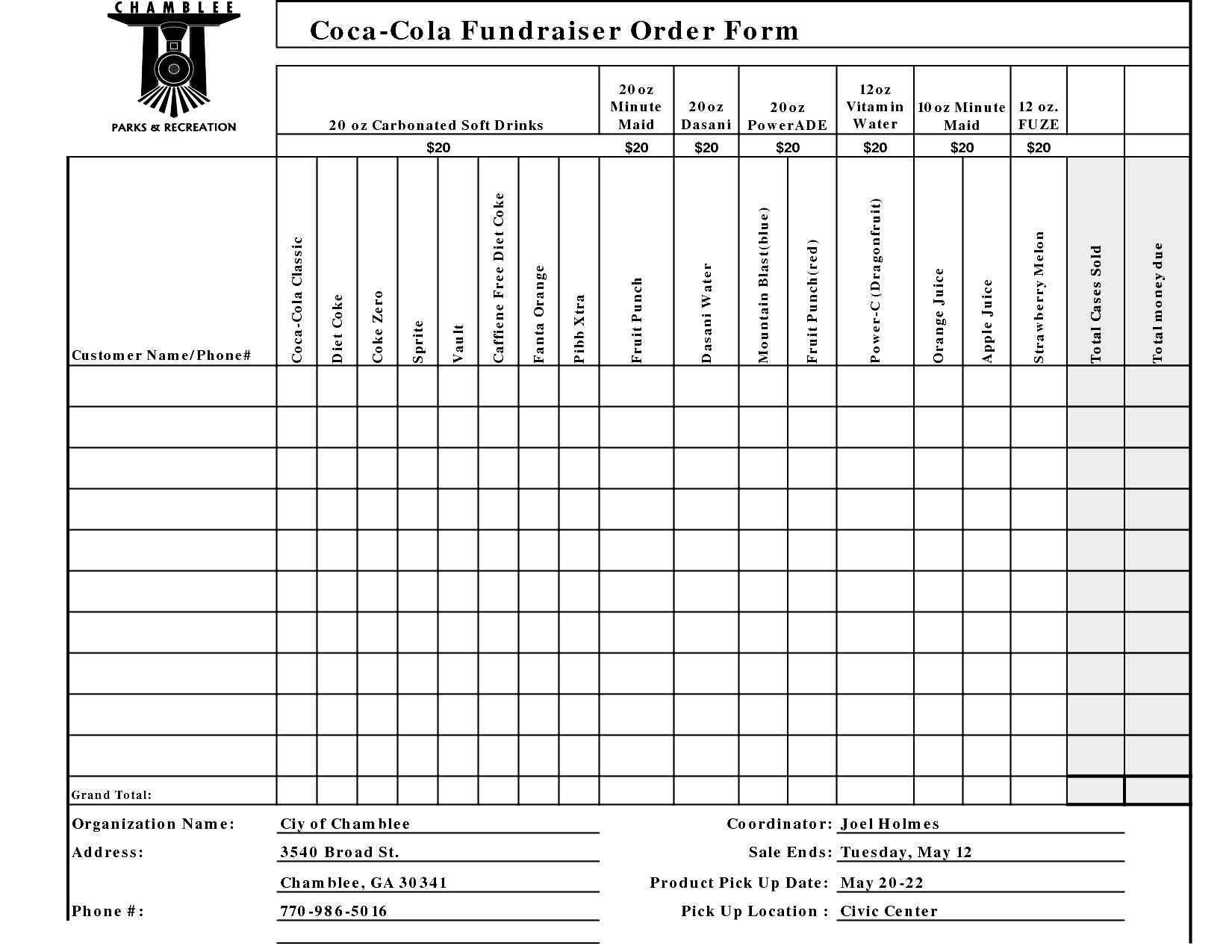 Fundraiser Order Form Templates - Word Excel Pdf Formats With Regard To Blank Fundraiser Order Form Template