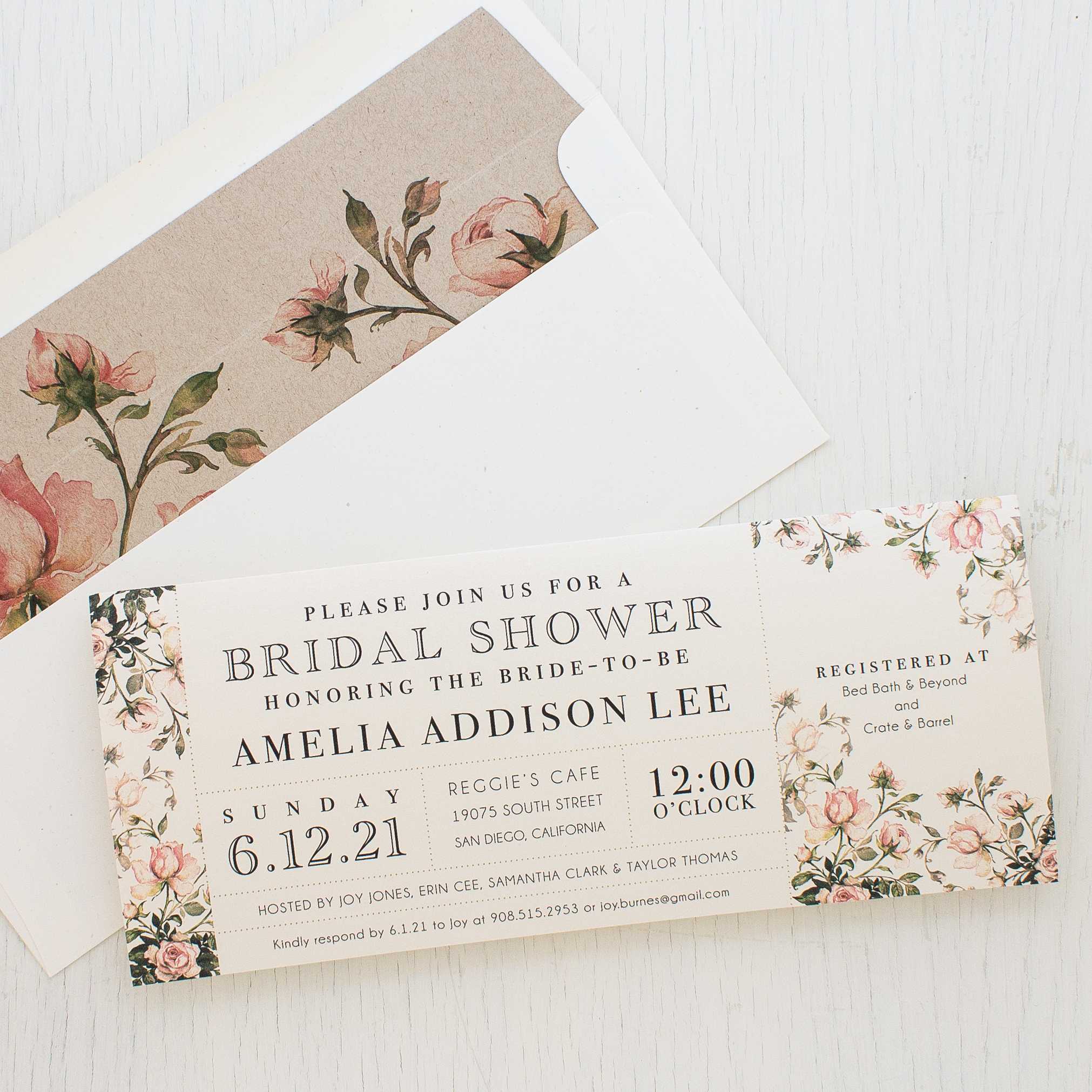 Garden Roses Bridal Shower Invitations Inside Blank Bridal Shower Invitations Templates
