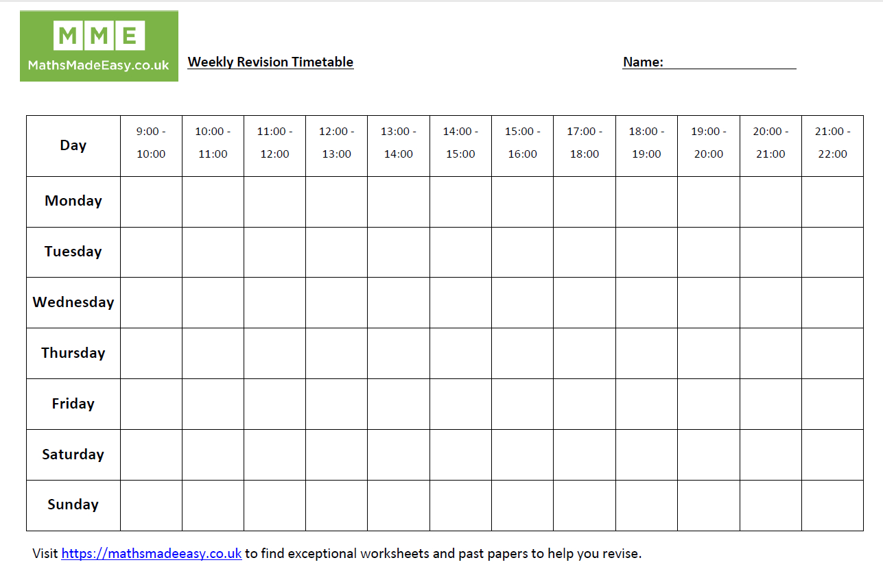 Gcse Revision Timetable – Karan.ald2014 Within Blank Revision Timetable Template