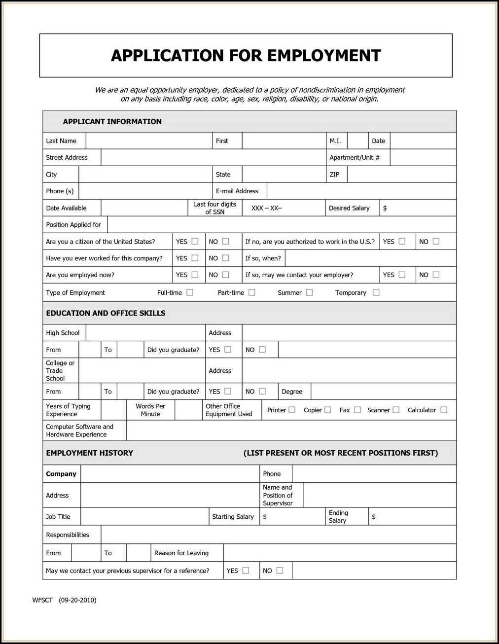 Generic Job Application Printable Free | Template Business In Job Application Template Word