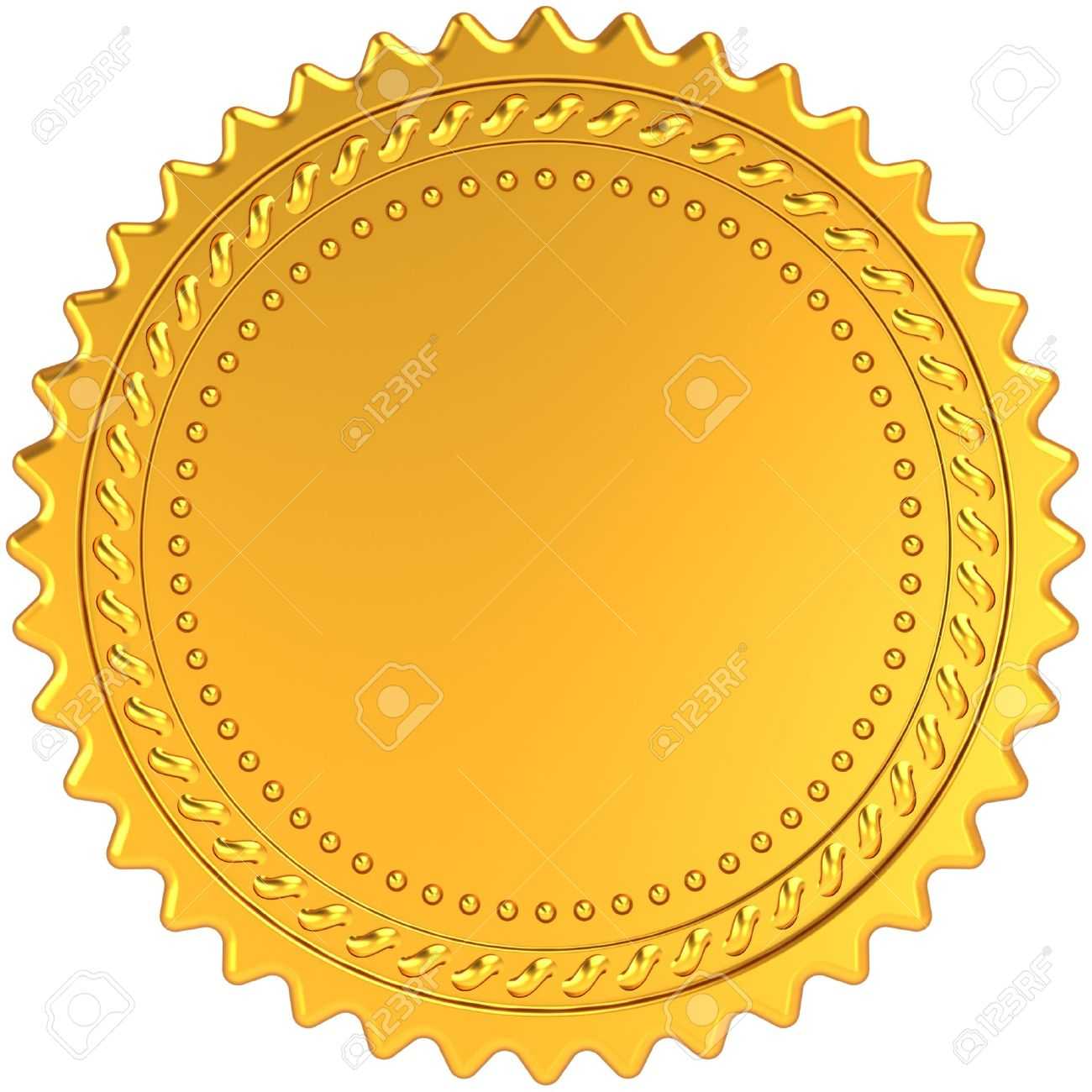 Golden Award Medal Blank Seal. Luxury Champion Badge Label. Certificate.. Inside Blank Seal Template