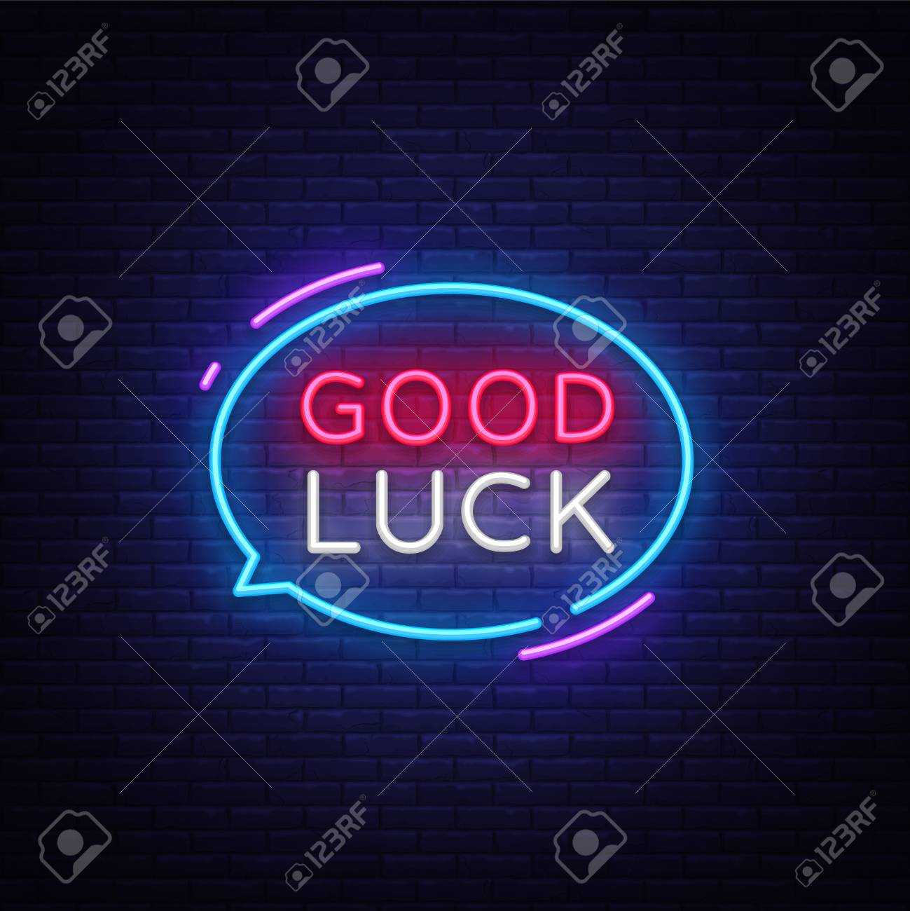 Good Luck Neon Text Vector. Good Luck Neon Sign, Design Template,.. With Good Luck Banner Template