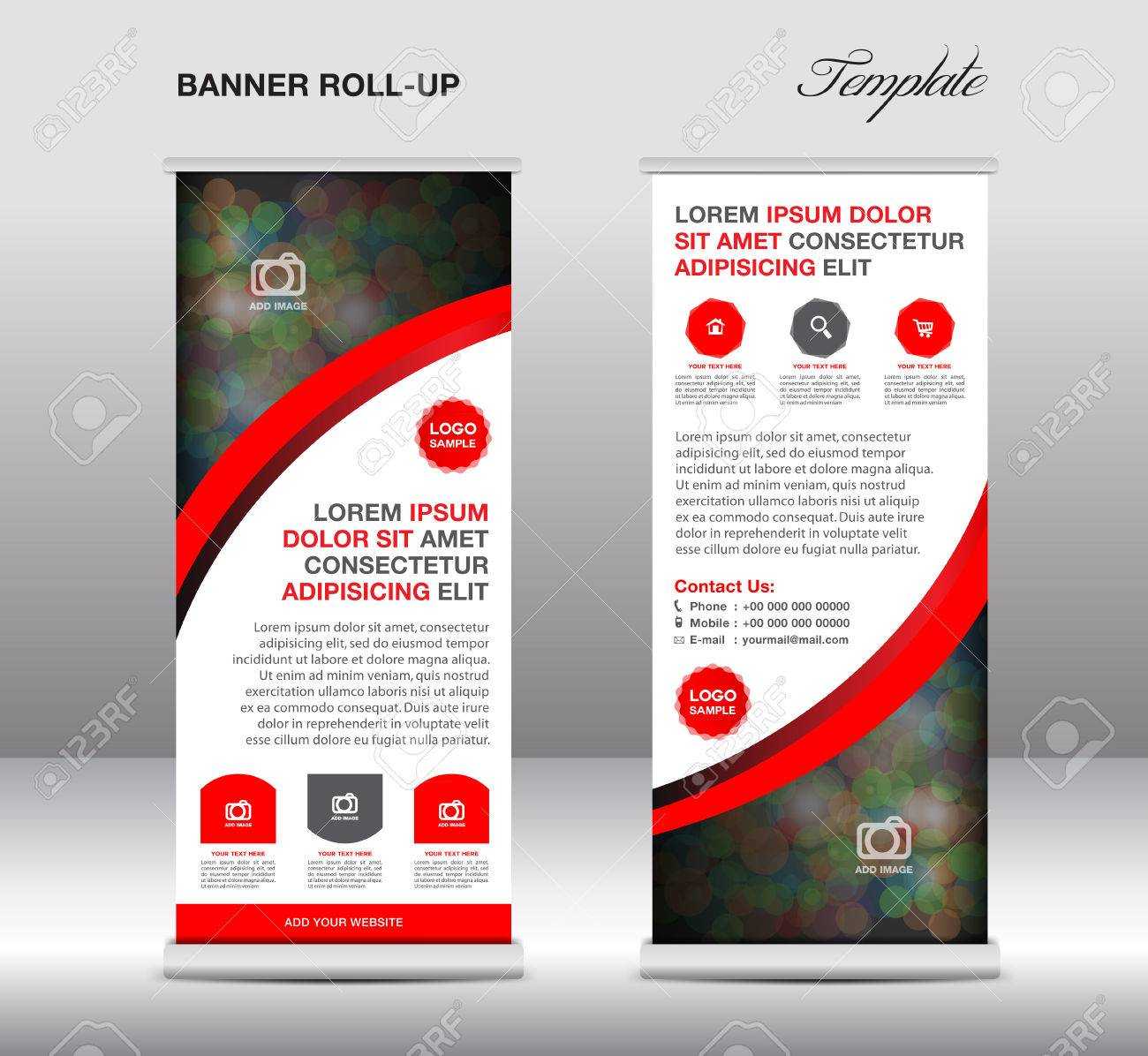 Green And Blue Roll Up Banner Stand Template, Stand Design,banner.. With Pop Up Banner Design Template