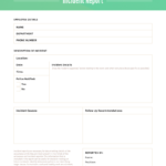 Green Incident Report Template Pertaining To After Event Report Template