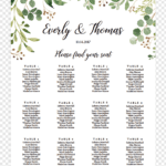 Green Leaves Background With Text Overlay, Wedding Throughout Wedding Seating Chart Template Word