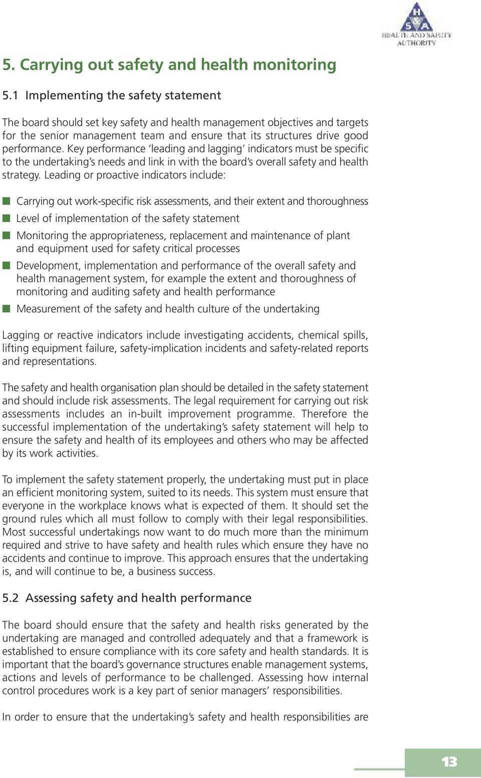Guidance For Directors And Senior Managers On Their Intended For Health And Safety Board Report Template