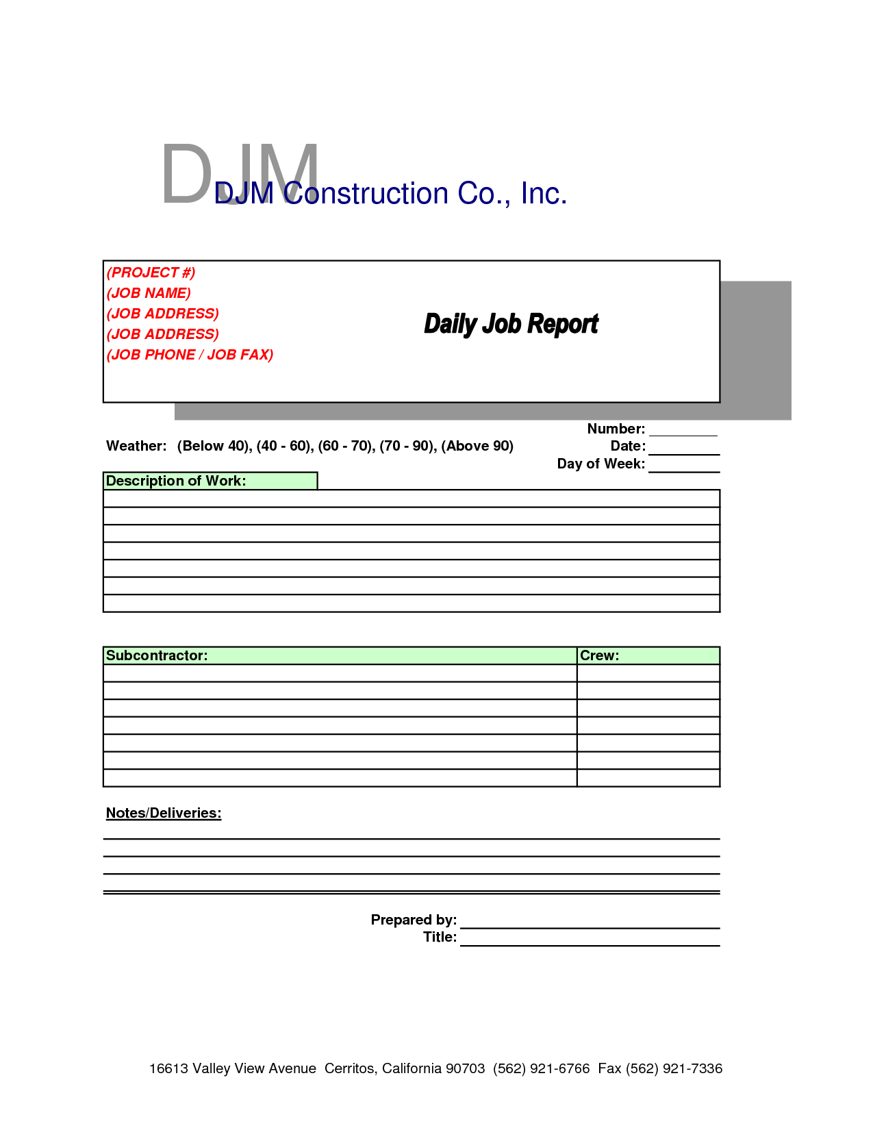 High Quality Construction Daily Report Template Sample Within Daily Reports Construction Templates