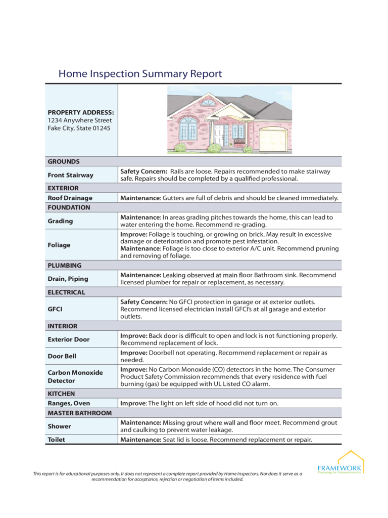 Home Inspection Report – 3 Free Templates In Pdf, Word Pertaining To Home Inspection Report Template Free