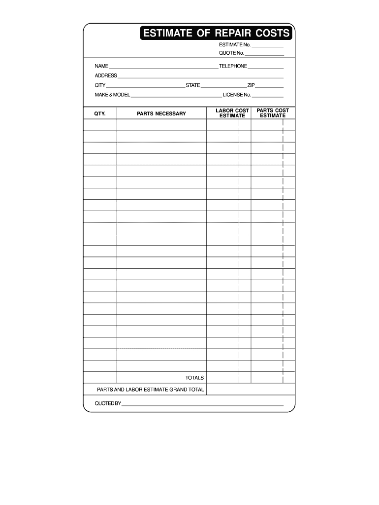 Home Repair Estimate Template – Fill Online, Printable With Regard To Blank Estimate Form Template