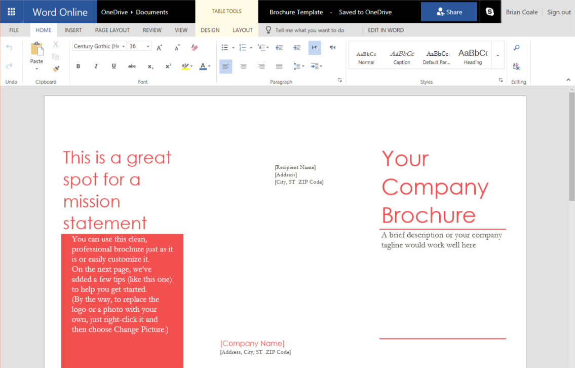 How To Create A Trifold Brochure In Word Online For Microsoft Word Pamphlet Template