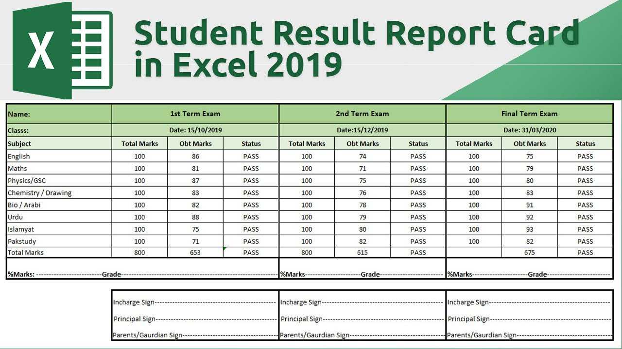 How To Create Student Result Report Card In Excel 2019 With Regard To High School Student Report Card Template