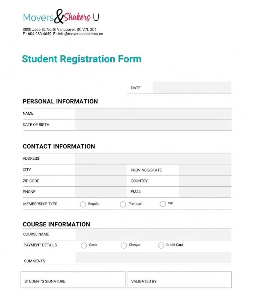 How To Customize A Registration Form Template Using Throughout School Registration Form Template Word