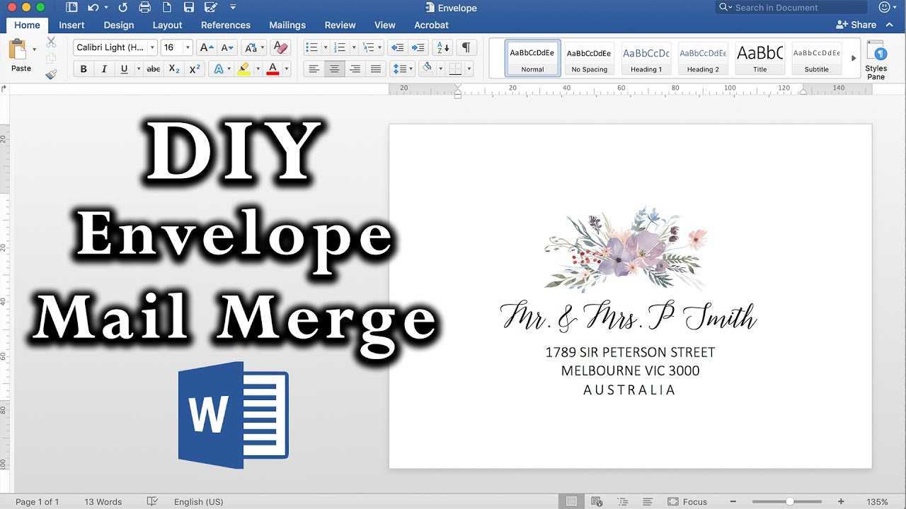 How To: Easy Envelope Mail Merge In Ms Word | Diy Invitations For Word 2013 Envelope Template