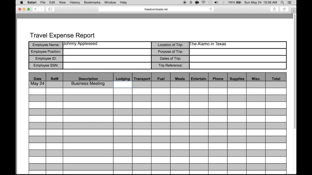 How To Fill In A Free Travel Expense Report | Pdf | Excel For Expense Report Template Xls