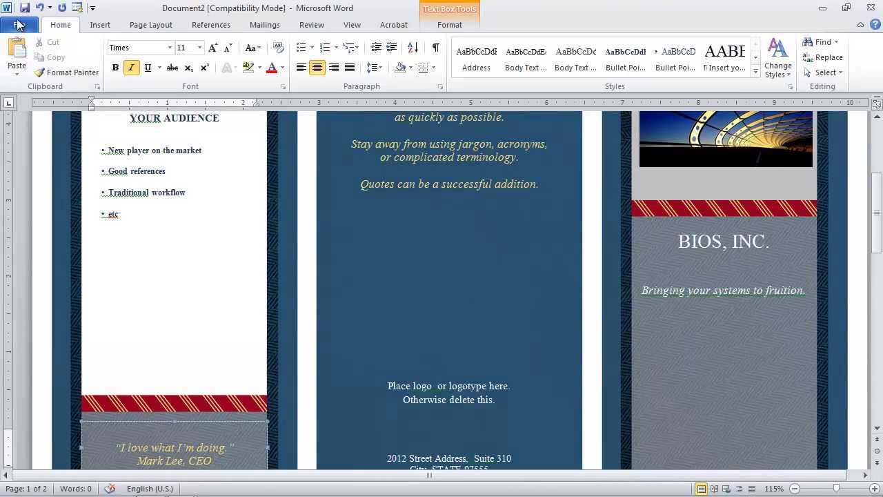 How To Get A Brochure Template On Microsoft Word 2010 For How To Use Templates In Word 2010