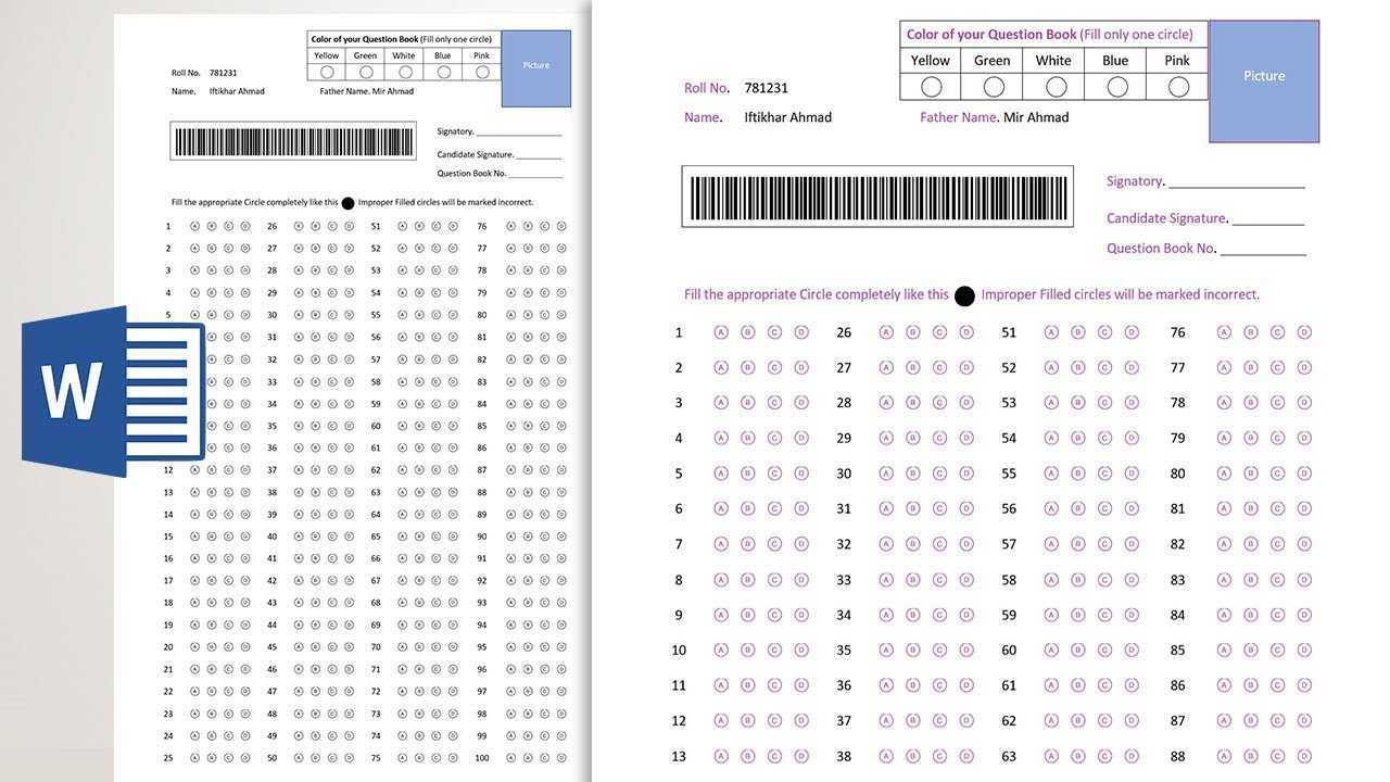 How To Make A Bubble Answer Sheet In Microsoft Word 2019 Within Blank Answer Sheet Template 1 100