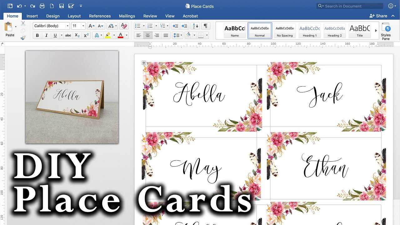 How To Make Diy Place Cards With Mail Merge In Ms Word And Adobe Illustrator With Regard To Tent Name Card Template Word