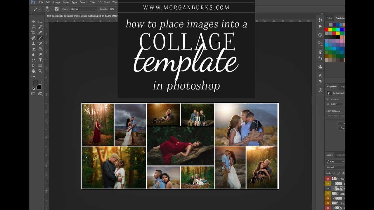 How To Place Images Into A Photoshop Collage Template For Photoshop Facebook Banner Template