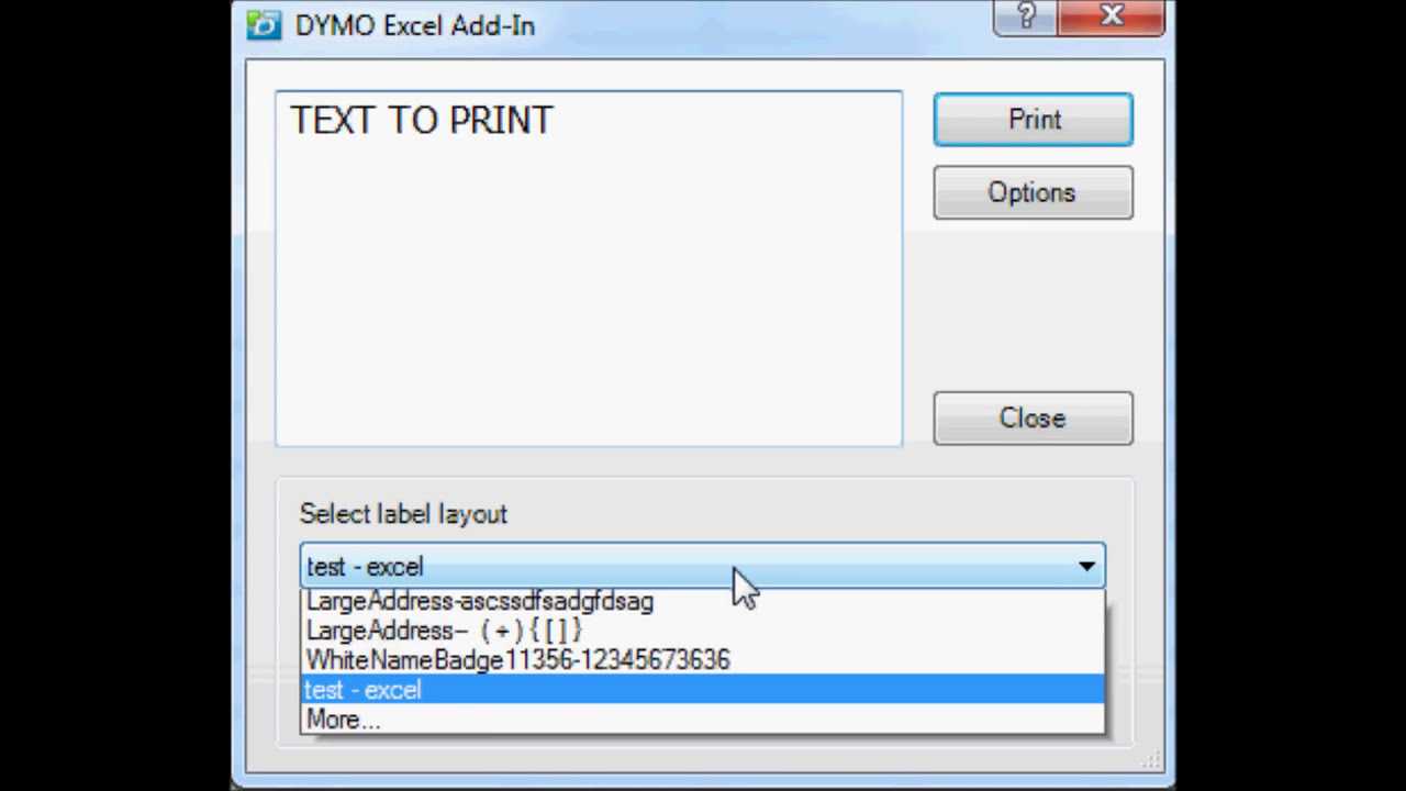 How To Print From Dymo Label Software Add In Windows Excel Throughout Dymo Label Templates For Word
