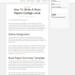 How To Write A Book Report College Level – Bpi – The With College Book Report Template