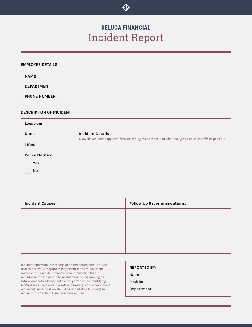 How To Write An Effective Incident Report [Templates] – Venngage Within Customer Incident Report Form Template