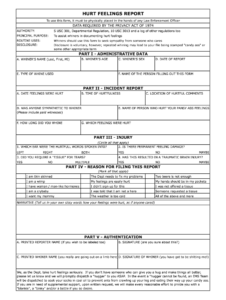 Hurt Feelings Report - Fill Online, Printable, Fillable within Hurt Feelings Report Template