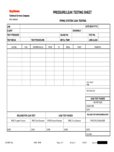 Hydrostatic Pressure Test Report Template - Best Professional Templates