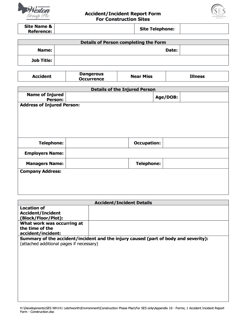 Incident And Accident Report Forms – Barati.ald2014 For Incident Report Form Template Doc