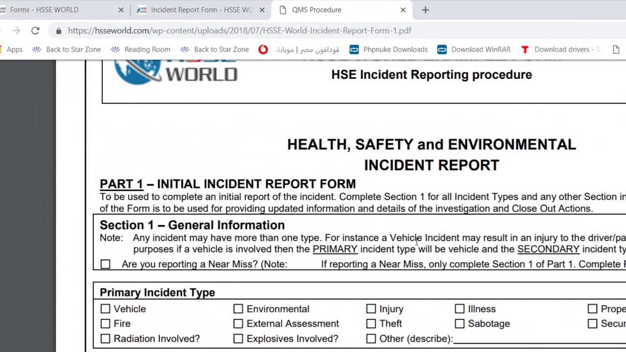 Incident Report Form - Hsse World Intended For Health And Safety Incident Report Form Template