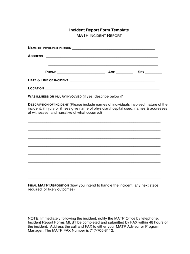 Incident Report Form Template Free Download Pertaining To Incident Report Form Template Doc