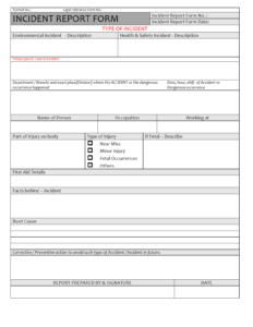 Incident Report Form - with Incident Report Template Microsoft
