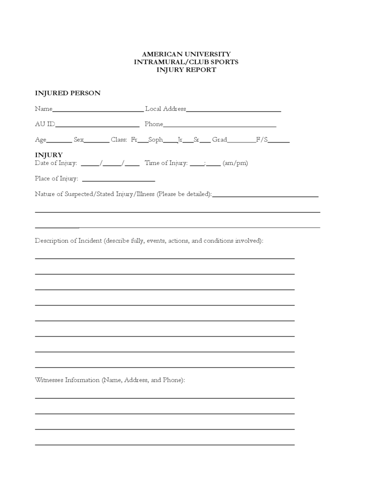Injury Report Form – 3 Free Templates In Pdf, Word, Excel With Regard To Incident Report Form Template Word