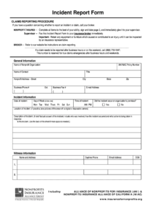 Insurance Incident Form - Fill Online, Printable, Fillable pertaining to Insurance Incident Report Template