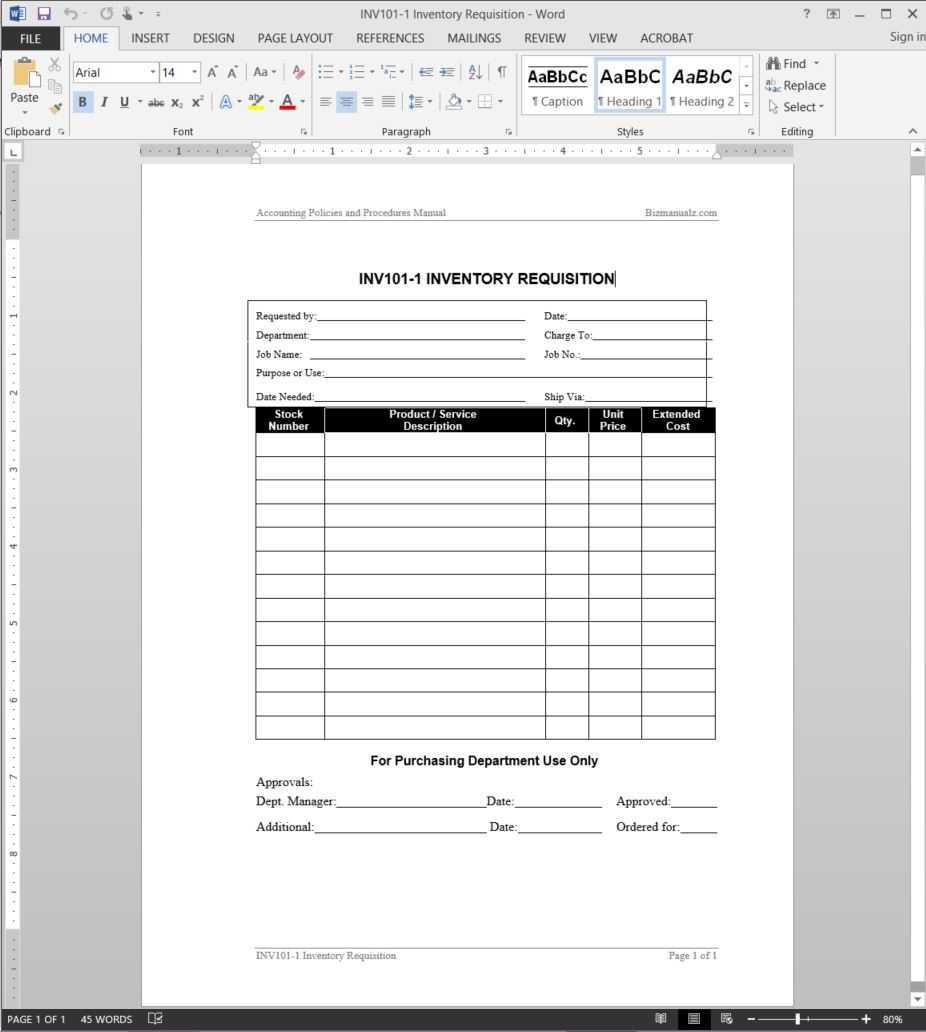 Inventory Requisition Template | Inv101 1 Inside Check Request Template Word