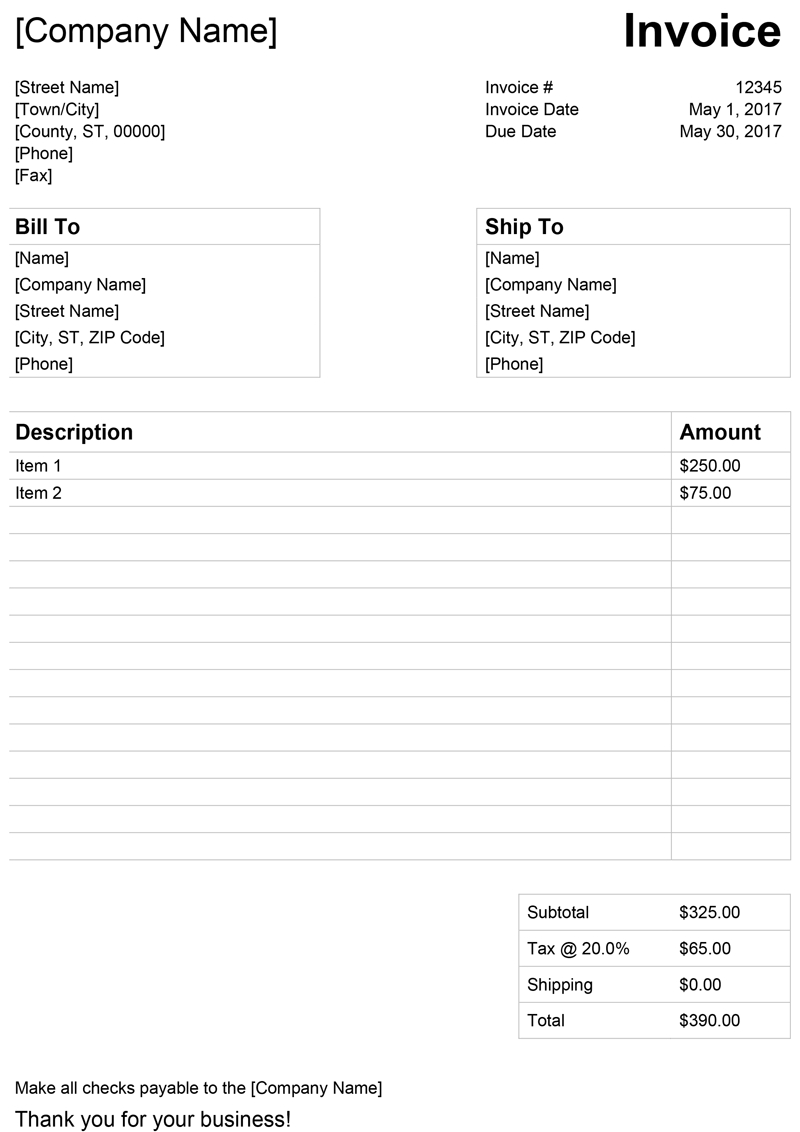 Invoice Template For Word – Free Simple Invoice Throughout Microsoft Office Word Invoice Template