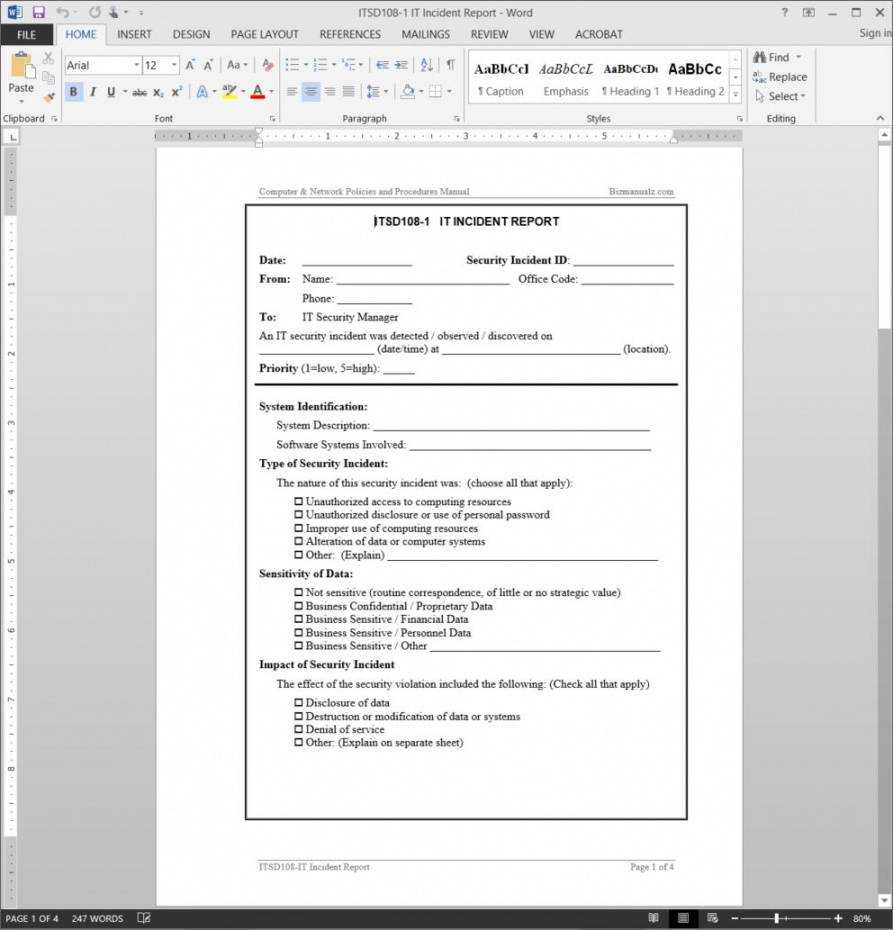 It Incident Report Template Information Technology Incident Within It Incident Report Template