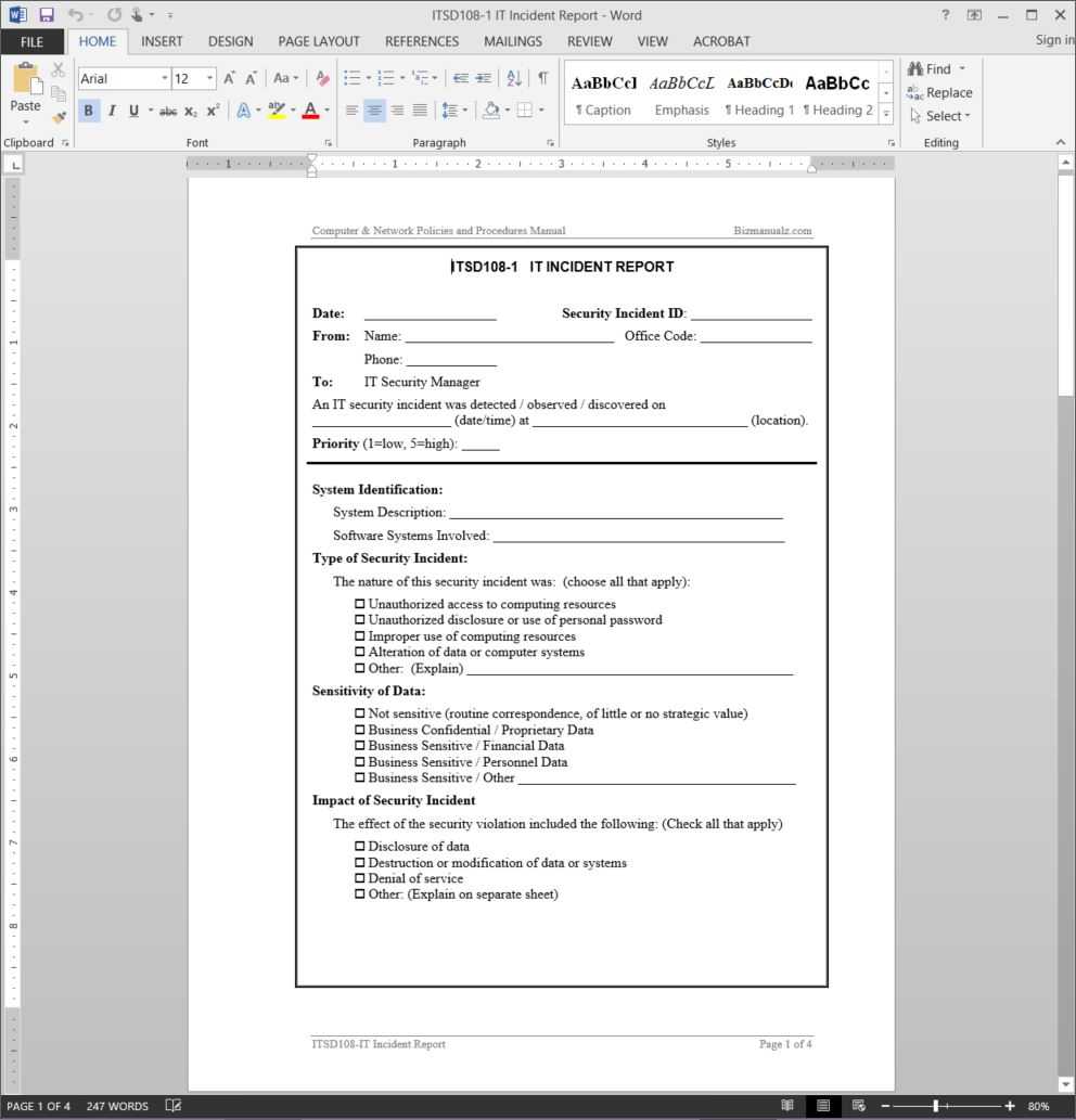 It Incident Report Template | Itsd108 1 Intended For Incident Report Template Microsoft