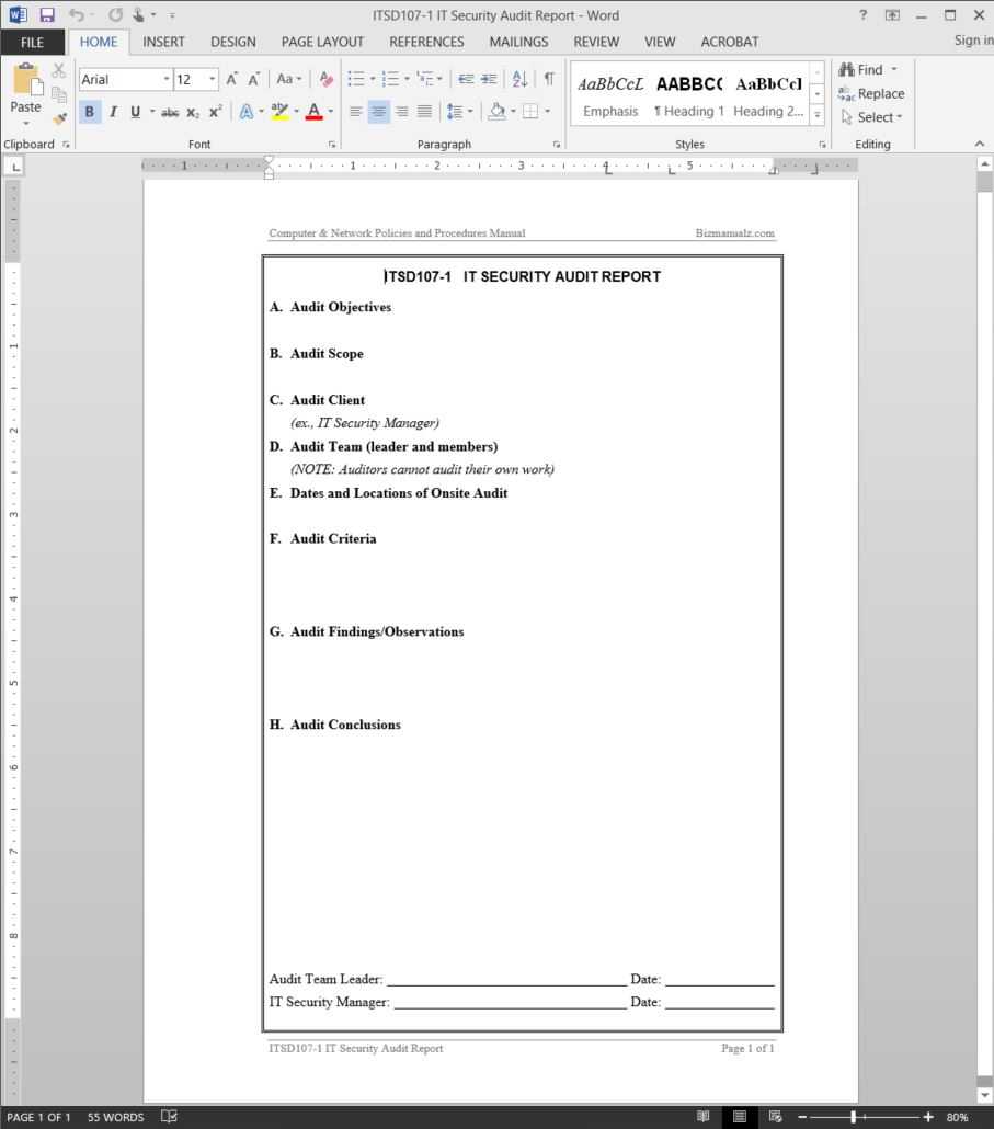 It Security Audit Report Template | Itsd107 1 With Regard To It Audit Report Template Word