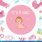 Its Girl, Baby Shower Invitation Banner Template, Pink Card With Baby Shower Banner Template
