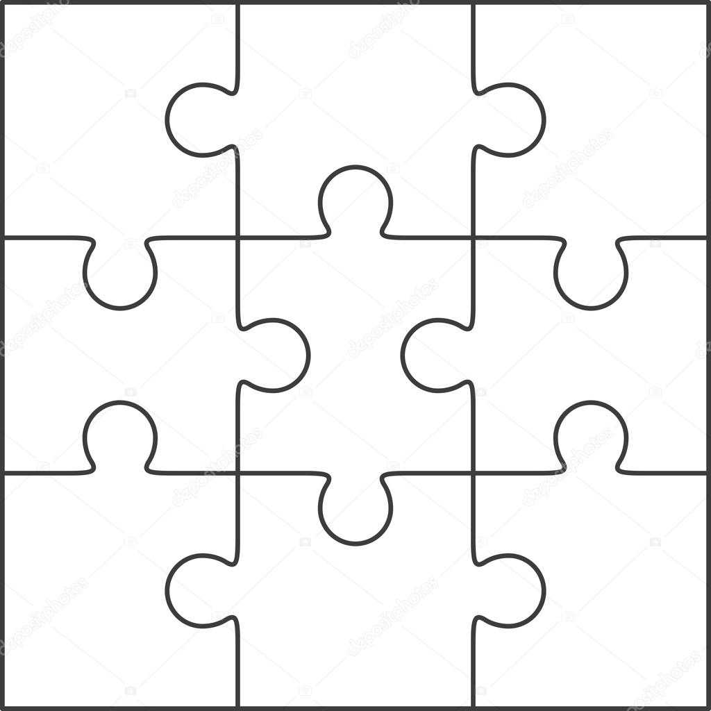 Jigsaw Puzzle Blank Template 3X3 — Stock Vector © Binik1 For Blank Jigsaw Piece Template